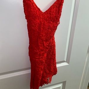 Red silk romper